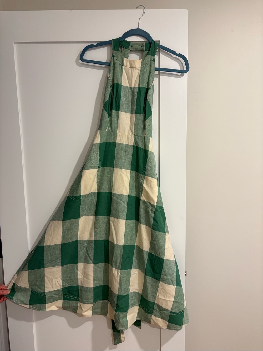 Maeve Green and Cream Plaid Halter Dress for Girls